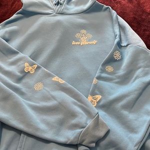 graphic blue hoodie